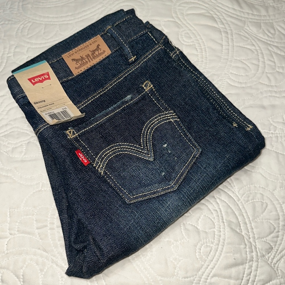 Levi Strauss Skinny Mysterious Adjustable Waist Stretch Denim 16 Regular Jeans.
